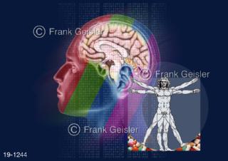 Symbol ganzheitliche Medizin, Forschung Diagnostik Therapie Pharmazie